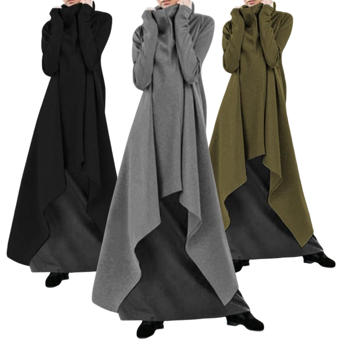 💃 Snížená cena -48%🔥【S-5XL】Široký, nepravidelný dlouhý plášť, rolák pro ženy