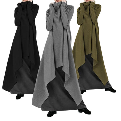 💃 Snížená cena -48%🔥【S-5XL】Široký, nepravidelný dlouhý plášť, rolák pro ženy