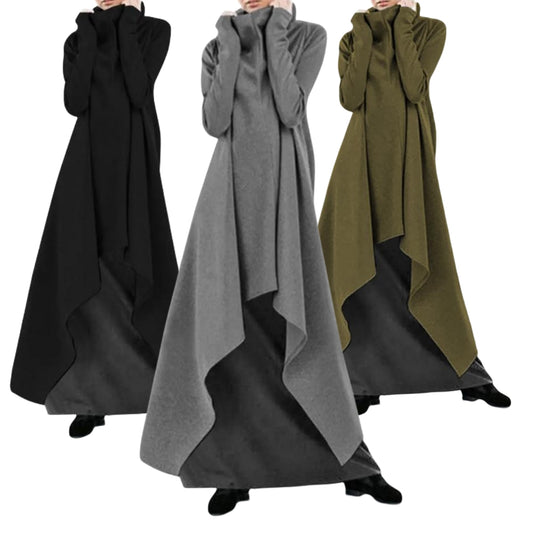 💃 Snížená cena -48%🔥【S-5XL】Široký, nepravidelný dlouhý plášť, rolák pro ženy