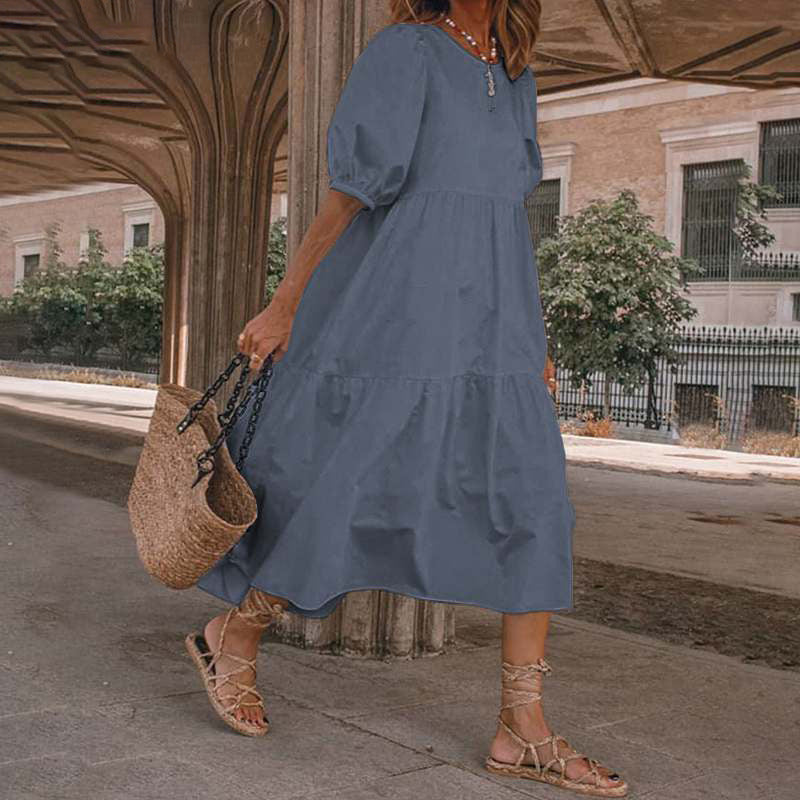 👗Nové skladem [S-5XL] Letní šaty z přírodní bavlny a lnu v bohémském stylu pro ženy, retro šaty s kulatým výstřihem