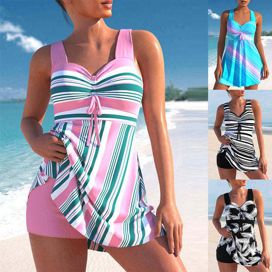 🌴🤽‍♀️49% sleva【S-5XL】Nové letní dámské pruhované plavky pro větší velikosti, užijte si volný čas na pláži