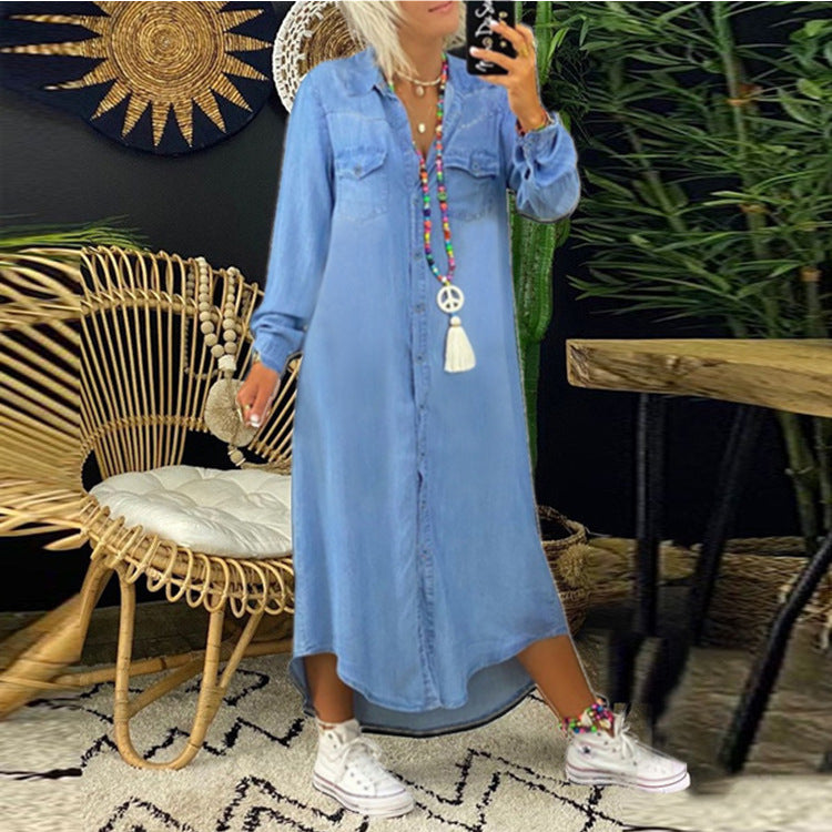 👘【50% kedvezmény 💥】【S–5XL】😍2025-ös új, nagy méretű női farmerruha