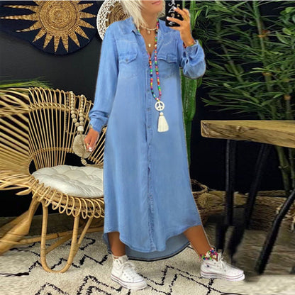 👘【50% kedvezmény 💥】【S–5XL】😍2025-ös új, nagy méretű női farmerruha