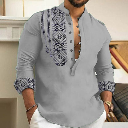 👔✨【50% sleva 🥰】【S-3XL】🌴 Letní novinka 2025 Pánská košile s dlouhým rukávem s límečkem a stojáčkem větší velikosti