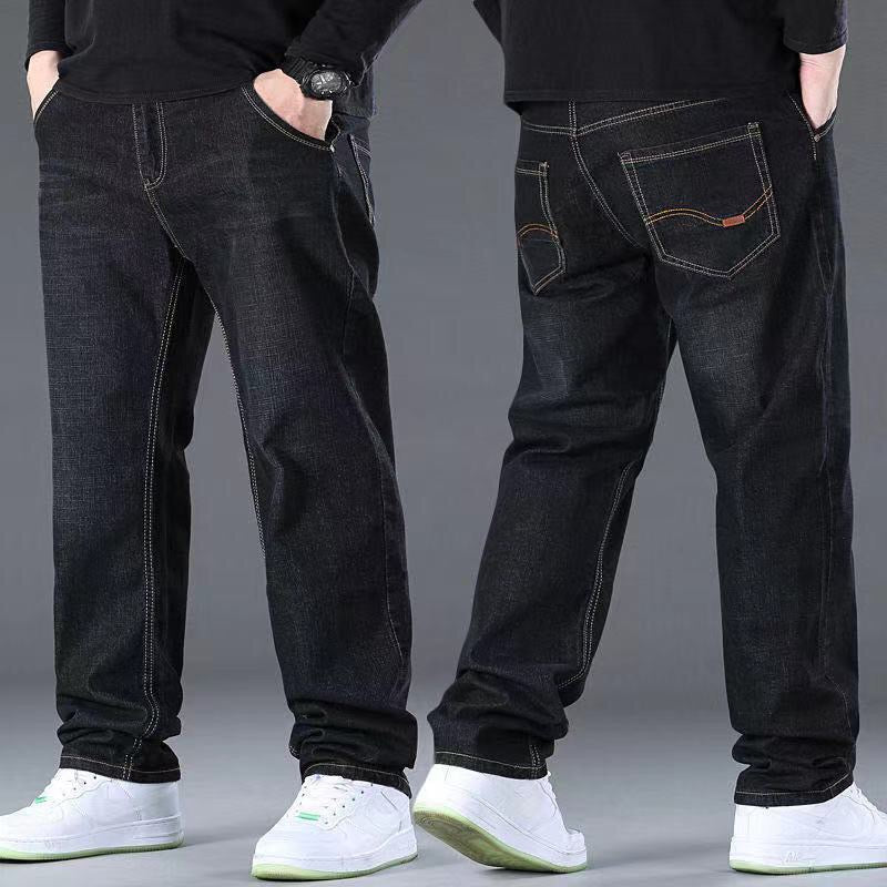 👖😎【50% kedvezmény 🔥】【S–10XL】😍 Nagyméretű, rugalmas férfi farmer, laza, bő szárú, egyenes szabású nadrág, akár 160 kg feletti férfiaknak is