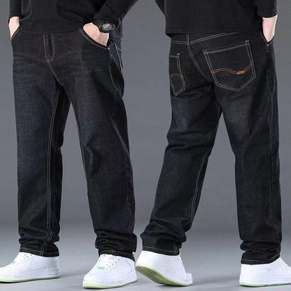 👖😎【50% kedvezmény 🔥】【S–10XL】😍 Nagyméretű, rugalmas férfi farmer, laza, bő szárú, egyenes szabású nadrág, akár 160 kg feletti férfiaknak is
