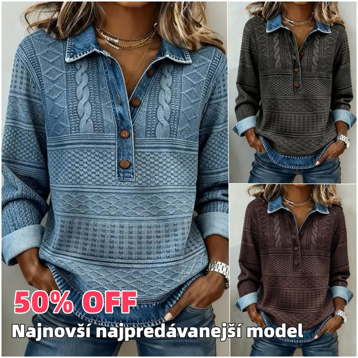 🎀🎁【50% отстъпка】Нов моден дамски ежедневен многофункционален суитшърт с кръгло деколте