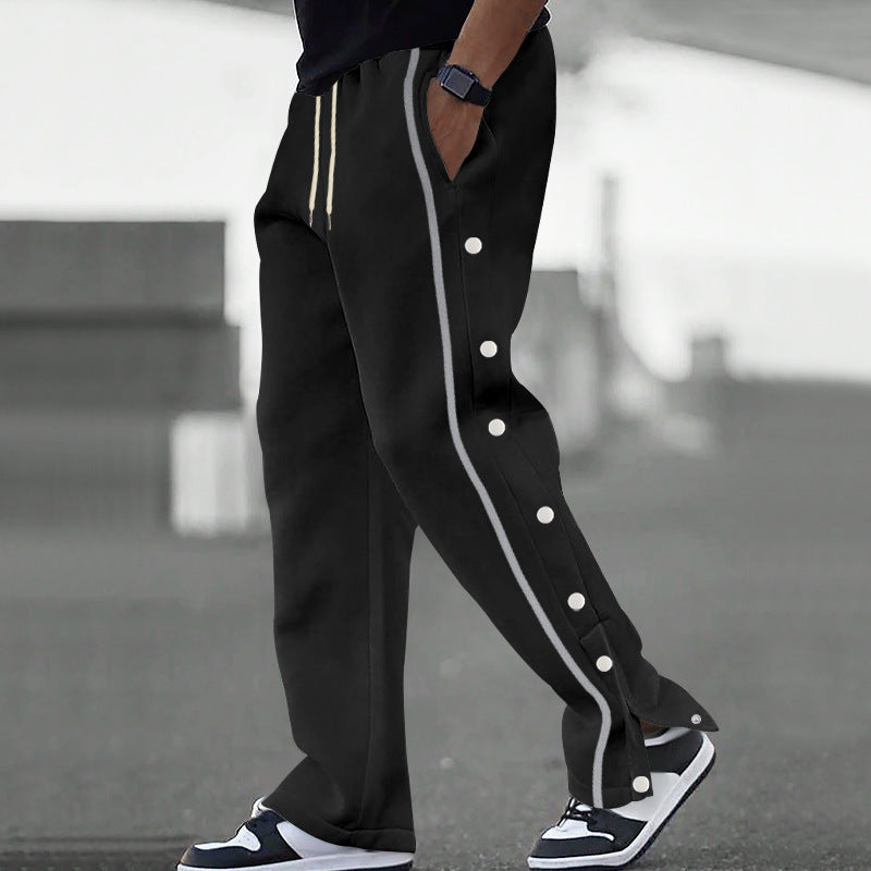 👖🔥Pánské sportovní volnočasové kalhoty s knoflíky, nové podzim 2025, rovné kalhoty se šňůrkou