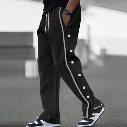 👖🔥Pánské sportovní volnočasové kalhoty s knoflíky, nové podzim 2025, rovné kalhoty se šňůrkou