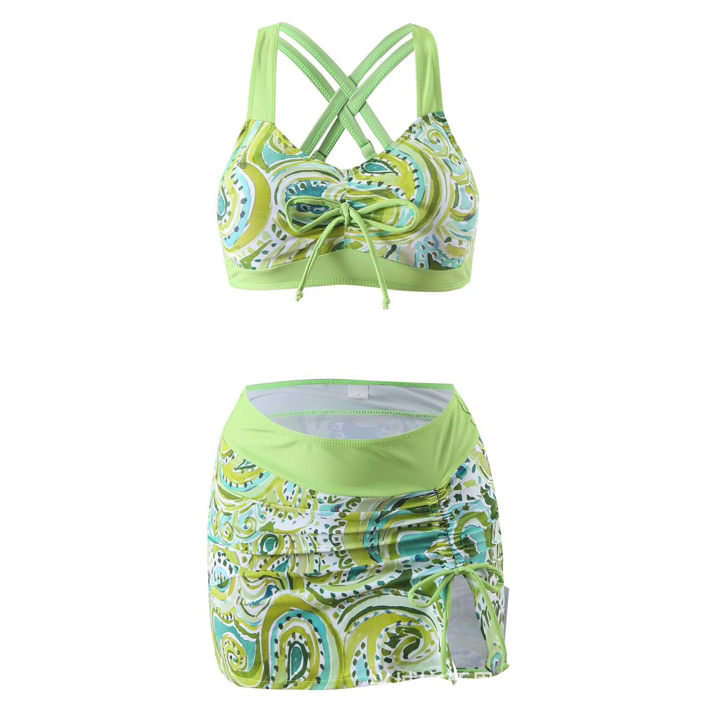 👙【S-4XL】👙🌺Dvoudílná sada s čerstvým květinovým potiskem, styl sukně