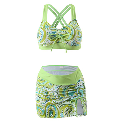 👙【S-4XL】👙🌺Dvoudílná sada s čerstvým květinovým potiskem, styl sukně