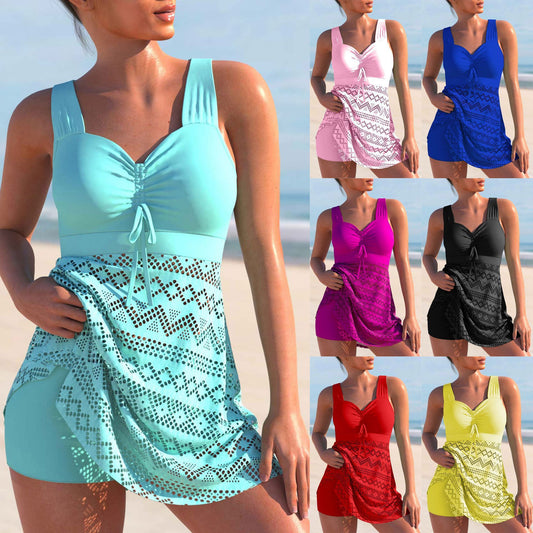 👙【Sleva 50 % 💥】【M–4XL】🏖️ Dámské dvoudílné bikiny s krajkovou síťovinou, ve větších velikostech, dostupné v 7 barvách