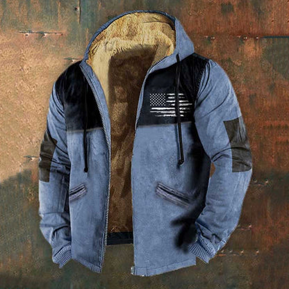 👨‍💻🧥✨【S-5XL】🔥Új férfi divatos retró 3D digitális nyomtatású kapucnis cipzáras pulóver -4146803