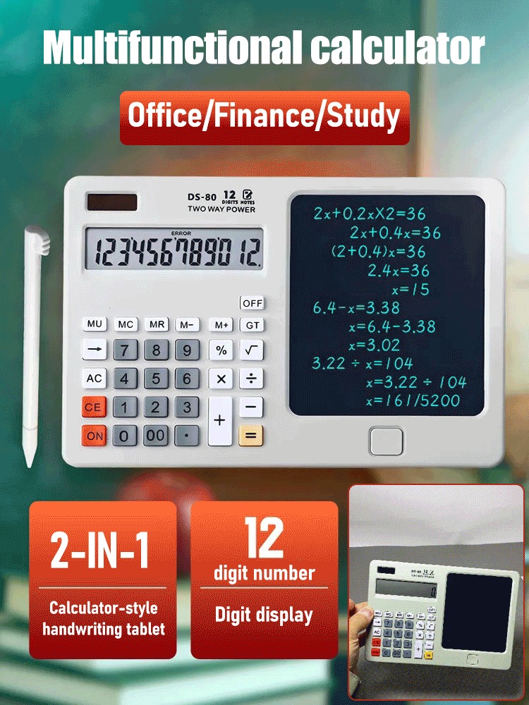 ✨ ✨Stolní kalkulačka s podložkou pro psaní, multifunkční podložka pro kancelářské použití v účetnictví a financích, chytrý počítač