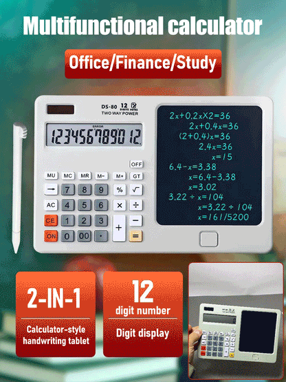 ✨ ✨Stolní kalkulačka s podložkou pro psaní, multifunkční podložka pro kancelářské použití v účetnictví a financích, chytrý počítač