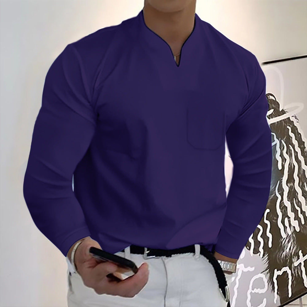 👔🔥🔥【S-5XL】Pánské bavlněné sportovní tričko s dlouhým rukávem a výstřihem do V
