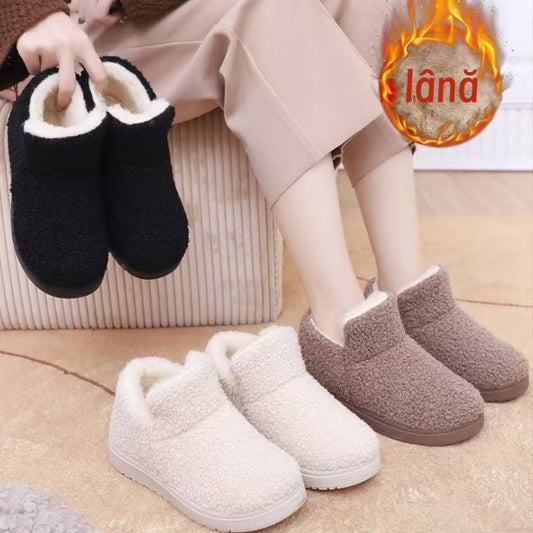 💟【35-41】 Cizme plate de zapada calduroase din lana si catifea